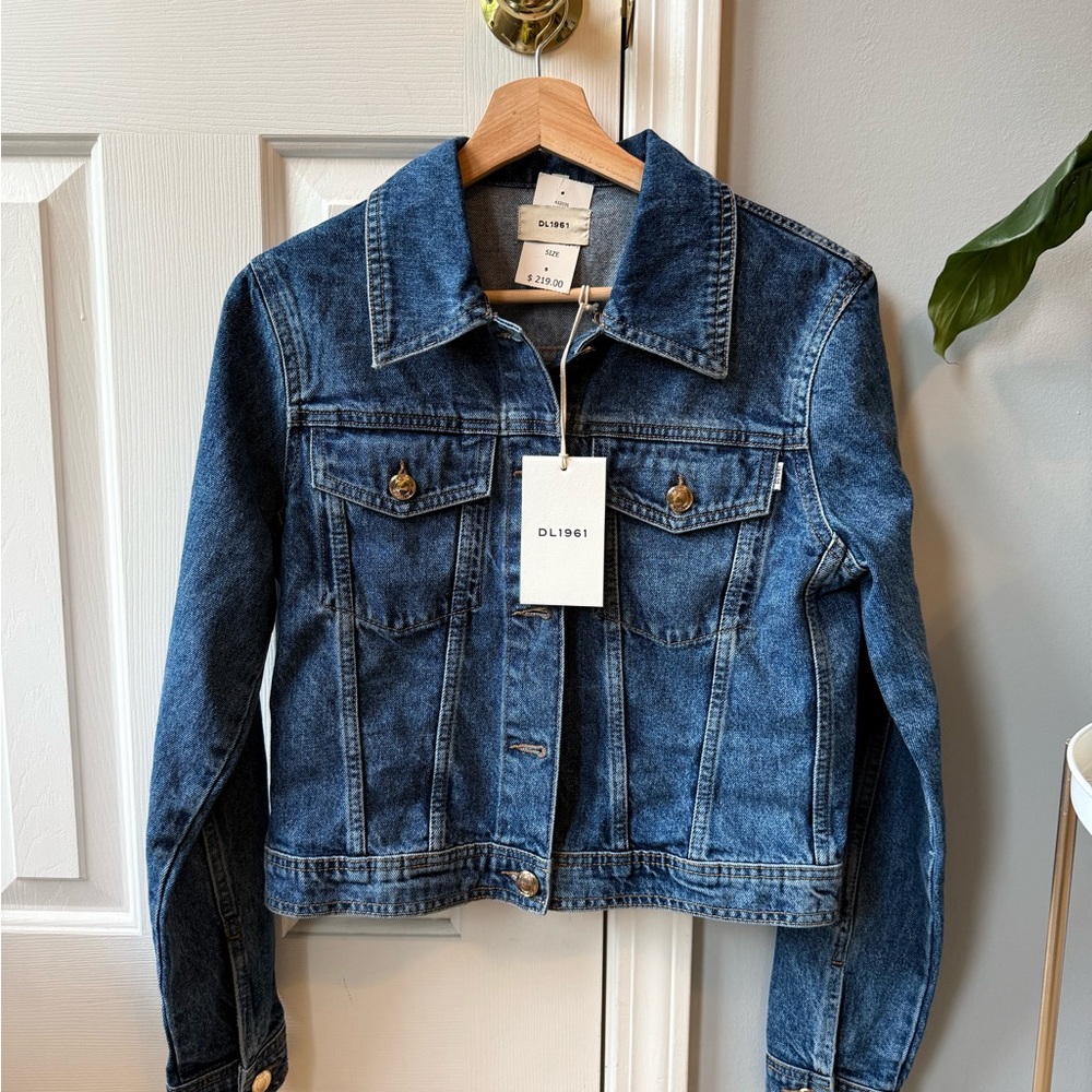 DL1961 Denim Jean Jacket Cropped with Gold Buttons NWT